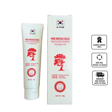 Kem Đánh Răng Tinh Dầu Thông Đỏ Pine Needle Gold 120g - Giúp Ngăn Sâu Răng, Khử Mùi, Hơi Thở Thơm Mát Cho Trẻ Em Và Người Lớn