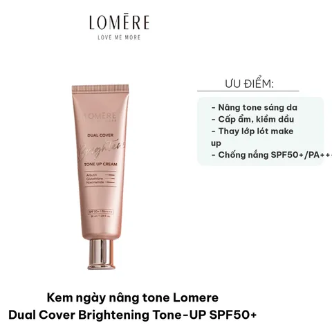 Kem Nâng Tone Lomere Dual Cover Brightening Tone-UP SPF50+ - Dưỡng Ẩm, Kiềm Dầu, Thay Thế Makeup, Sáng Da, Bảo Vệ Tối Ưu