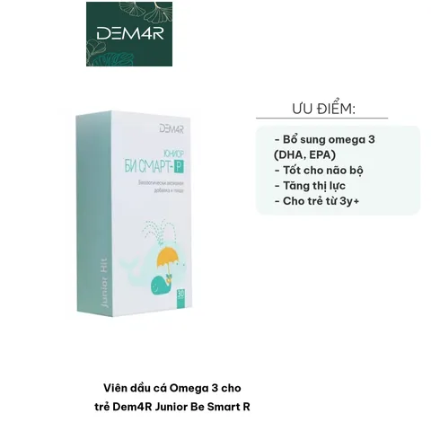 Viên Dầu Cá Omega 3 Dem4R Junior Be Smart R - Bổ Sung DHA, EPA Và Vitamin Cho Trẻ Từ 3 Tuổi, Hỗ Trợ Phát Triển Não Bộ, Thị Lực
