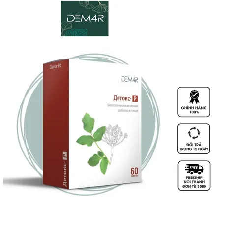 Viên uống hỗ trợ thải độc Detox-R Dem4R - Thanh lọc cơ thể, tăng cường miễn dịch, hộp 60 viên bổ sung vitamin và khoáng chất.