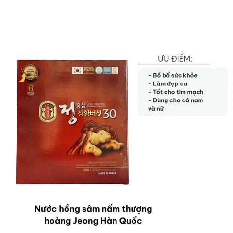 Nước Hồng Sâm Nấm Thượng Hoàng Jeong Hàn Quốc 50ml x30 gói - Giúp Tăng Cường Sức Khỏe, Làm Đẹp Da Từ Tự Nhiên