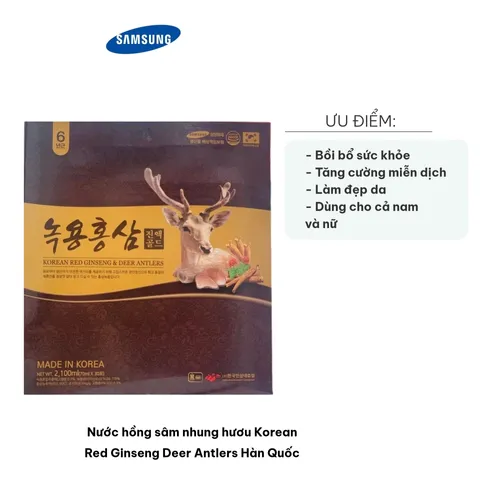 Nước Hồng Sâm Nhung Hươu Korean Red Ginseng Deer Antlers Hàn Quốc - Tăng Cường Sức Khỏe, Giảm Mệt Mỏi, Hỗ Trợ Miễn Dịch, Gói 70ml
