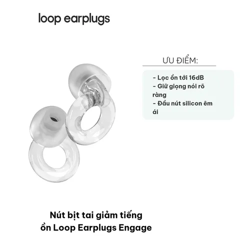 Nút Bịt Tai Giảm Tiếng Ồn Loop Earplugs Engage - Bộ Nút Tai Silicon Thông Minh Có 4 Size, Giảm 16dB, Đem Lại Sự Bình Tĩnh, Thoải Mái