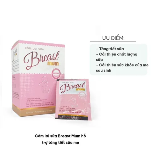 Cốm lợi sữa Breast Mum - Hỗ trợ tăng tiết sữa mẹ tự nhiên từ thảo dược, dễ sử dụng, an toàn cho sức khỏe mẹ và bé, hộp 20 gói