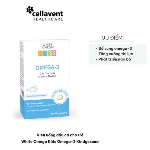 Viên uống dầu cá White Omega Kids Omega-3 Kindgesund cho trẻ từ 4 tuổi - Hỗ trợ thị lực, phát triển não bộ & tim mạch