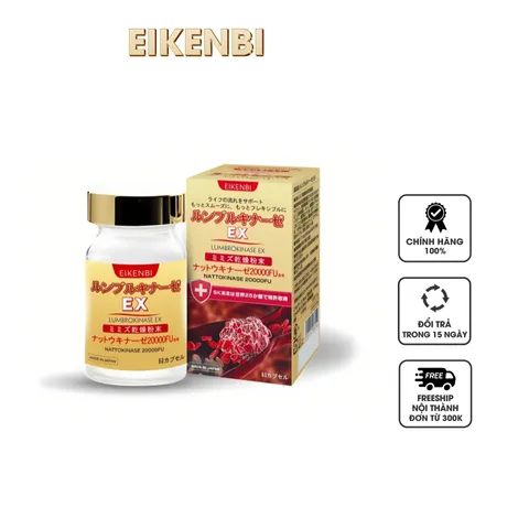Viên uống hỗ trợ sức khỏe Lumbrokinase EX Eikenbi - Bột giun đất khô và Nattoukise, Cải thiện tuần hoàn máu và sức khỏe tim mạch