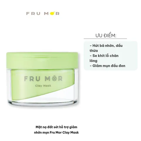 Mặt Nạ Đất Sét Fru Mor - Hỗ Trợ Giảm Nhờn, Mụn Đầu Đen Chiết Xuất Từ Thiên Nhiên Dưa Gang, Rau Má, Dành Cho Da Dầu, Mụn