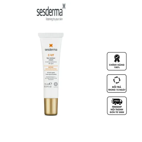 Kem mắt Sesderma C-Vit Eye Contour Cream - Giảm quầng thâm, làm sáng, cấp ẩm cho vùng mắt, giảm nhăn, bọng mắt tươi trẻ 15ml