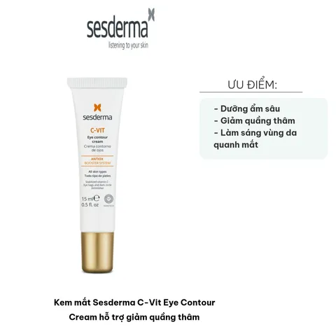 Kem mắt Sesderma C-Vit Eye Contour Cream - Giảm quầng thâm, làm sáng, cấp ẩm cho vùng mắt, giảm nhăn, bọng mắt tươi trẻ 15ml