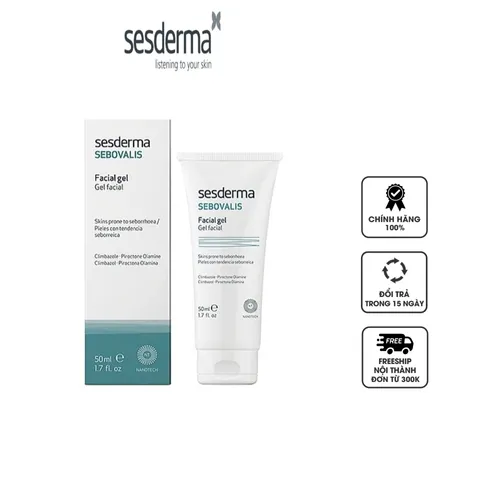 Gel điều tiết bã nhờn Sebovalis Facial Gel 50ml - Chăm sóc da dầu mụn, giảm viêm, ngăn ngừa mụn hiệu quả từ Sesderma