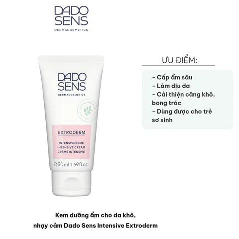 Kem Dưỡng Ẩm Dado Sens Intensive Extroderm 50ml - Giúp Da Khô Nhạy Cảm Mềm Mại, Duy Trì Độ Ẩm, An Toàn Cho Trẻ Sơ Sinh
