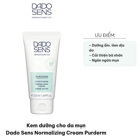 Kem Dưỡng Da Mụn Dado Sens Purderm Normalizing Cream - Giảm Nhờn, Ngăn Mụn, Dưỡng Ẩm Cho Da Dầu 50ml