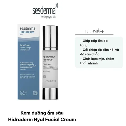 Kem Dưỡng Ẩm Sâu Hidraderm Hyal Facial Cream - Chống Lão Hóa, Cấp Nước Đa Tầng Cho Da Mềm Mại, Hỗ Trợ Cải Thiện Độ Đàn Hồi Da