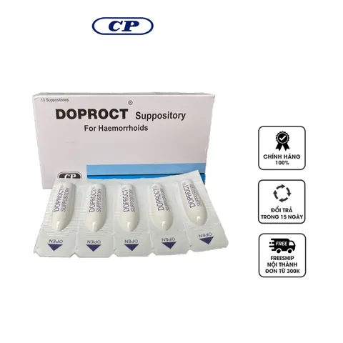Viên đặt hỗ trợ cải thiện trĩ Doproct Thái Lan - Giảm ngứa, sưng, viêm và chảy máu hiệu quả, hộp 10 viên chăm sóc cơ thể