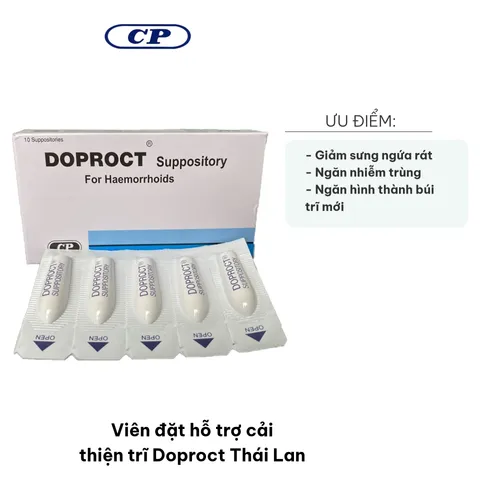 Viên đặt hỗ trợ cải thiện trĩ Doproct Thái Lan - Giảm ngứa, sưng, viêm và chảy máu hiệu quả, hộp 10 viên chăm sóc cơ thể