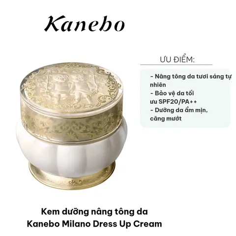 Kem Dưỡng Nâng Tông Da Kanebo Milano Dress Up Cream 2023 - Dưỡng Ẩm, Chống Nắng SPF20/PA++, Cho Làn Da Rạng Rỡ, Tươi Sáng Tự Nhiên