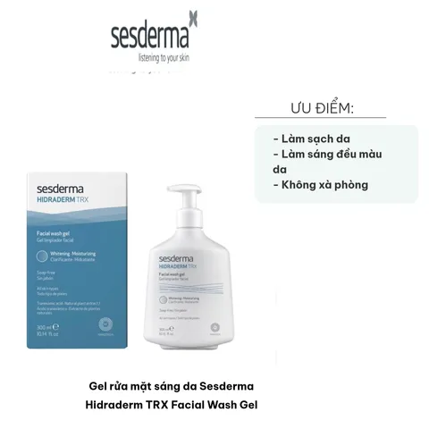 Gel rửa mặt sáng da Sesderma Hidraderm TRX 300ml - Sữa rửa mặt gel dịu nhẹ, không xà phòng, làm sạch và cấp ẩm cho mọi loại da