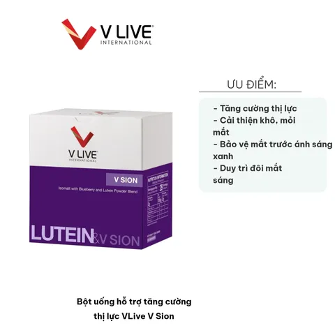 Bột Uống Hỗ Trợ Tăng Cường Thị Lực VLive V Sion - Giàu Lutein và Dinh Dưỡng Bảo Vệ Đôi Mắt Khỏe Mạnh, Giảm Căng Thẳng Mắt