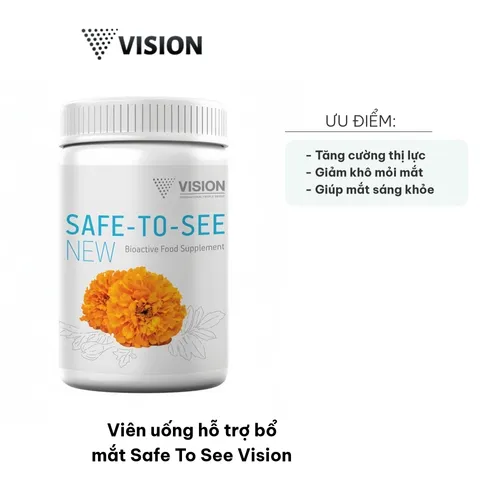 Viên uống bổ mắt Safe To See Vision - Hỗ trợ giảm khô mỏi và tăng cường thị lực, chứa chiết xuất tự nhiên, 60 viên.