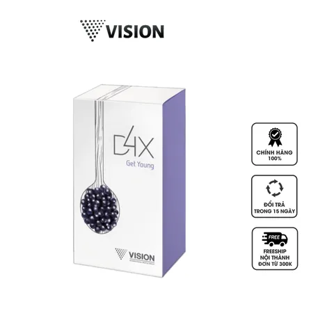 D4X Get Young Vision - Thực phẩm chức năng trẻ hóa và làm đẹp da, hỗ trợ chống oxy hóa, hộp 10 gói, sức khỏe toàn diện