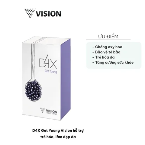 D4X Get Young Vision - Thực phẩm chức năng trẻ hóa và làm đẹp da, hỗ trợ chống oxy hóa, hộp 10 gói, sức khỏe toàn diện