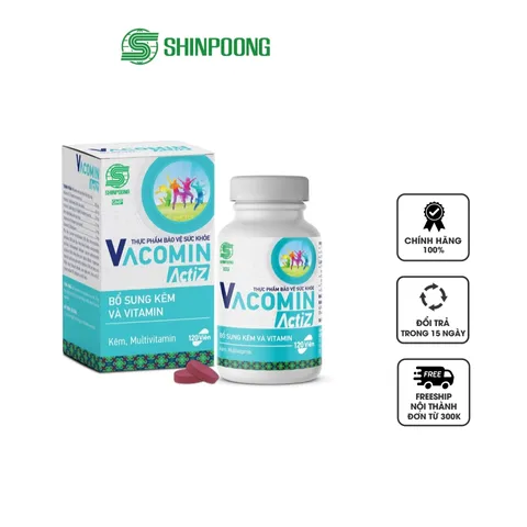 Viên uống Vacomin ActiZ - Bổ sung Kẽm & Vitamin C, E, B1 cho Người Lớn & Phụ Nữ Mang Thai - Hỗ Trợ Tăng Đề Kháng & Tiêu Hóa