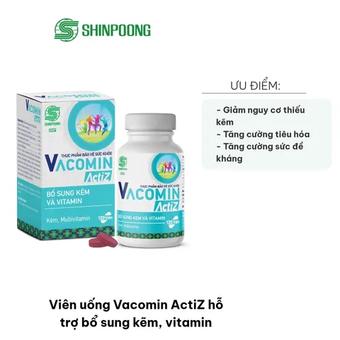Viên uống Vacomin ActiZ - Bổ sung Kẽm & Vitamin C, E, B1 cho Người Lớn & Phụ Nữ Mang Thai - Hỗ Trợ Tăng Đề Kháng & Tiêu Hóa