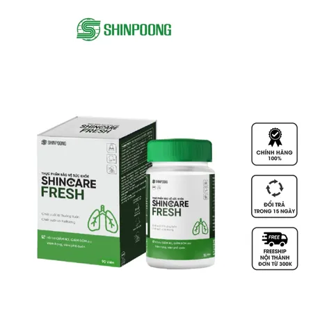 Viên uống hỗ trợ giảm ho Shinpoong Shincare Fresh - Chiết xuất thường xuân, vitamin tăng cường đề kháng, 90 viên cho người lớn và trẻ từ 9 tuổi.