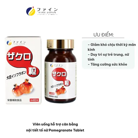Viên Uống Pomegranate Tablet Fine Japan - Hỗ Trợ Cân Bằng Nội Tiết Tố Nữ, Giảm Khó Chịu Mãn Kinh, Dưỡng Da Từ Chiết Xuất Hạt Lựu