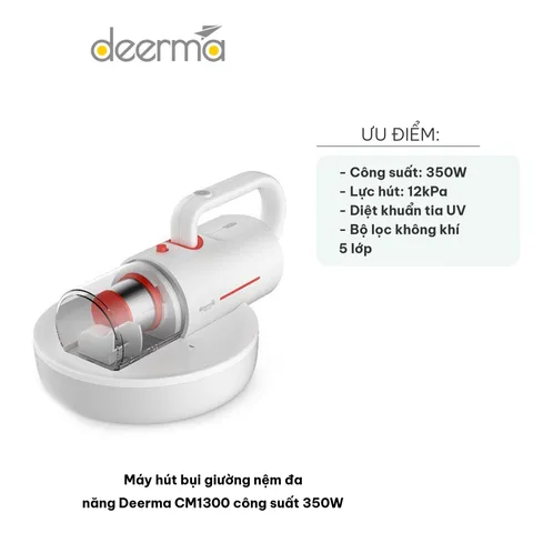 Máy Hút Bụi Giường Nệm Đa Năng Deerma CM1300 - Công Suất 350W, Diệt Khuẩn UV, Hút Sâu 12kPa, Tiện Lợi Cho Gia Đình