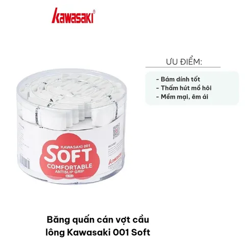 Băng Quấn Cán Vợt Cầu Lông Kawasaki 001 Soft - Chất Liệu Mềm Mại, Thấm Hút Mồ Hôi, Bảo Vệ Cán Vợt - Phụ Kiện Thể Thao Chất Lượng Cao