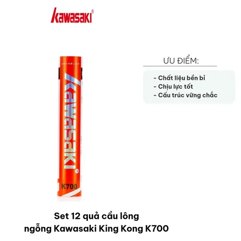 Set 12 Quả Cầu Lông Ngỗng Kawasaki King Kong K700 - Bền Bỉ, Chính Xác, Thể Thao Chất Lượng Cao, Phù Hợp Chơi Hàng Ngày