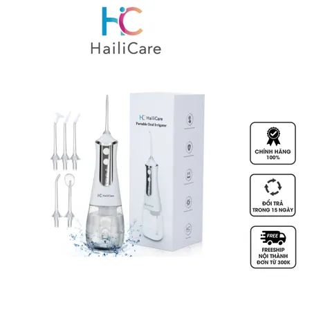 Máy tăm nước cầm tay HailiCare L-10 300ml - Đi kèm 5 đầu vệ sinh đa năng, chăm sóc răng miệng hiệu quả, dễ mang theo khi du lịch