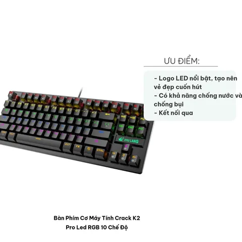 Bàn Phím Cơ ZIYOU LANG K2 Pro LED RGB 10 Chế Độ - Phụ Kiện Máy Tính Thời Trang Cho Game Thủ