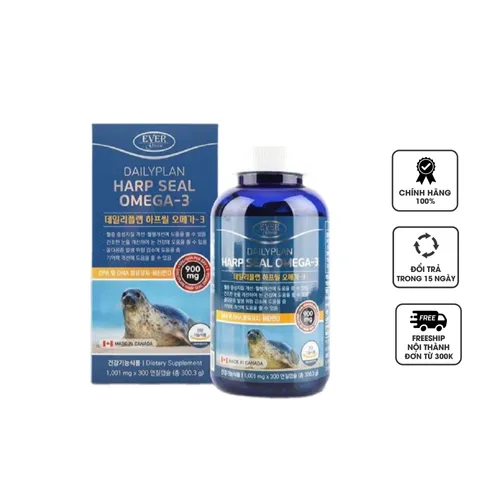 Viên Omega 3 Hải Cẩu Daily Plan - Bổ Sung DHA EPA Từ Dầu Hải Cẩu Cho Sức Khỏe Tim Mạch và Thị Lực - Hộp 300 Viên