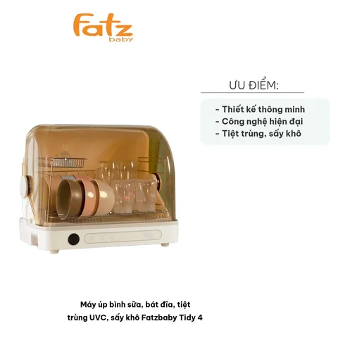 Máy Tiệt Trùng Bình Sữa và Bát Đĩa Fatzbaby Tidy 4 - Công Nghệ UVC Tiệt Trùng, Sấy Khô Hiện Đại, Dung Tích 26L