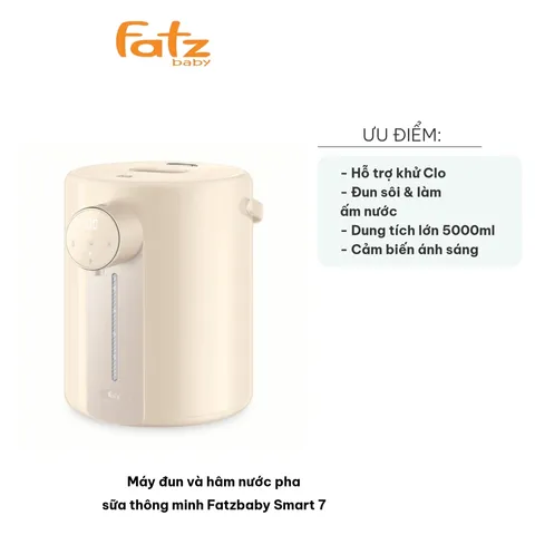 Máy Đun và Hâm Nước Pha Sữa Thông Minh Fatzbaby Smart 7 FB3851HW - Khử Clo, An Toàn, Tiện Lợi Cho Bé Yêu