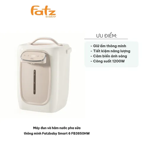 Máy Đun và Hâm Nước Pha Sữa Fatzbaby Smart 6 FB3850HW - Chức Năng Giữ Ấm Thông Minh, Tiết Kiệm Năng Lượng, Dung Tích 5L