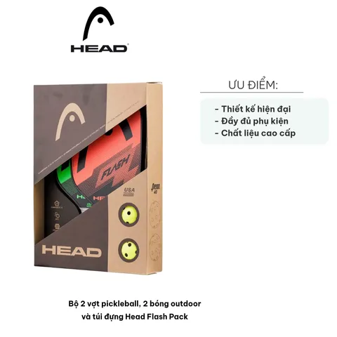 Bộ 2 Vợt Pickleball Chơi Ngoài Trời và 2 Bóng - Túi Đựng Head Flash Pack Thiết Kế Hiện Đại, Chất Liệu Cao Cấp