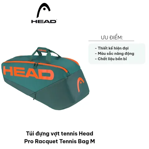 Túi Đựng Vợt Tennis Head Pro Racquet M - Thiết Kế Hiện Đại, Năng Động, Chứa Tối Đa 6 Vợt, Nhiều Ngăn Sắp Xếp Thông Minh