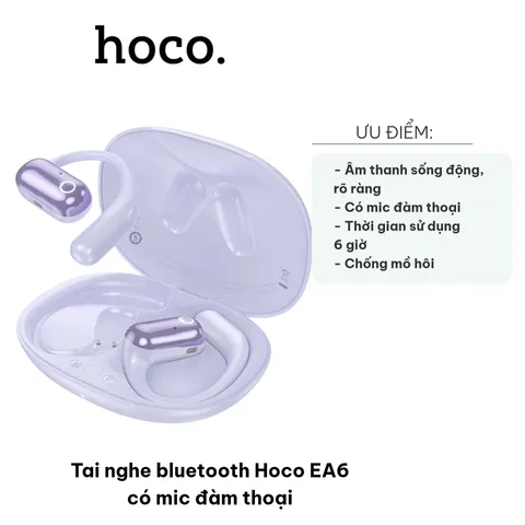 Tai Nghe Bluetooth Hoco EA6 Có Mic Đàm Thoại - Tai Nghe Thể Thao Năng Động, Chống Mồ Hôi, Âm Thanh Sống Động, Thời Gian Sử Dụng 6 Giờ