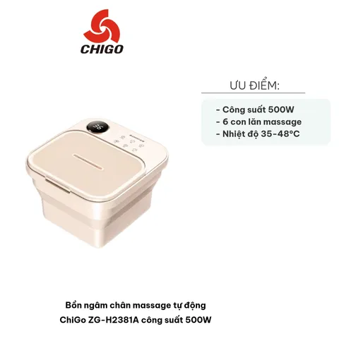 Bồn Ngâm Chân Massage Tự Động ChiGo ZG-H2381A - Công Suất 500W, Chức Năng Nhiệt Độ Tùy Chỉnh và Hẹn Giờ Thư Giãn Ổn Định