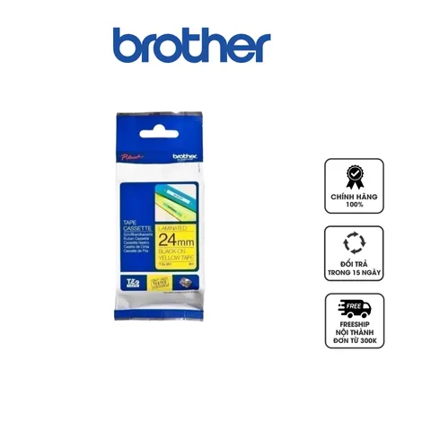 Nhãn In Brother TZe-651 24mm Chữ Đen Nền Vàng - Chống Thấm, Chịu Ma Sát, Dễ Đọc Cho Công Việc Văn Phòng