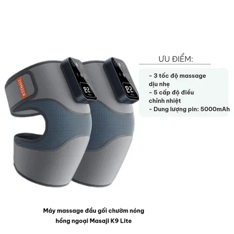 Máy Massage Đầu Gối Hồng Ngoại Masaji K9 Lite - Thiết Bị Trị Liệu Giảm Đau, Chườm Nóng 5 Cấp Độ, Dùng Cho Người Cao Tuổi