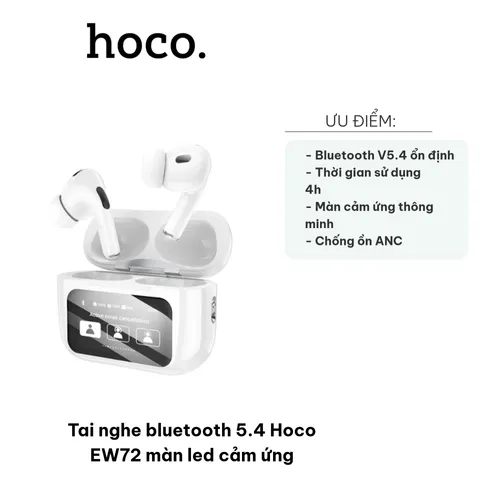 Tai Nghe Bluetooth 5.4 Hoco EW72 Màn LED Cảm Ứng - Chống Ồn ANC, Âm Thanh Chất Lượng Cao, Hỗ Trợ Chức Năng Thông Minh, Thời Gian Sử Dụng 4 Giờ