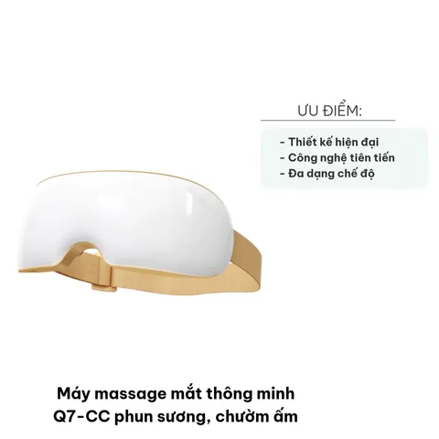 Máy Massage Mắt Thông Minh Q7-CC - Phun Sương, Chườm Ấm, Giảm Căng Thẳng, Tăng Cường Lưu Thông Máu, Thiết Kế Gọn Nhẹ, Dễ Dàng Mang Theo
