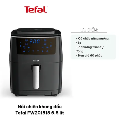 Nồi Chiên Không Dầu Tefal FW201815 6.5 Lít - Đa Năng Chiên Nướng & Hấp, Bảng Điều Khiển Cảm Ứng, Hẹn Giờ 60 Phút, An Toàn Sử Dụng