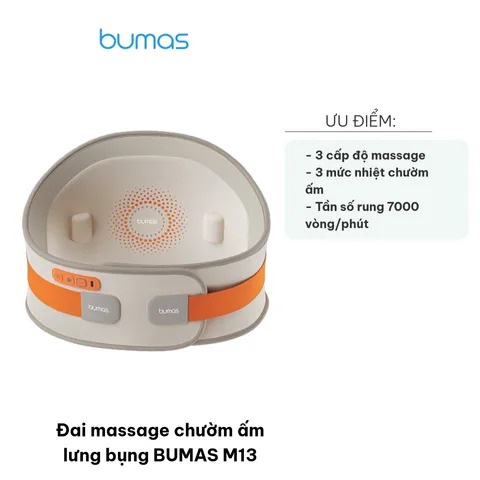 Đai Massage Chườm Ấm Lưng Bụng BUMAS M13 - Thiết Kế Không Dây, Massage 3 Cấp Độ, Pin 8000mAh, Giảm Đau Và Thư Giãn Hàng Ngày