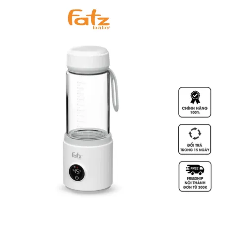 Bình Hâm Nước Pha Sữa Di Động Fatzbaby Mini Smart 8 FB3822FD - Thủy Tinh 330ml, Pin Sạc 4500mAh, Hiển Thị Nhiệt Độ Thời Gian Thực