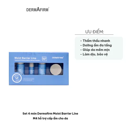 Set 4 món Dermafirm Moist Barrier Line M4 - Bộ sản phẩm cấp ẩm sâu, bảo vệ da nhạy cảm, dưỡng ẩm đa tầng cho làn da mịn màng